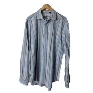 Robert Graham Flip Cuff Contrast Collar Dress Shirt Men’s 2XL Classic Fit Dressy